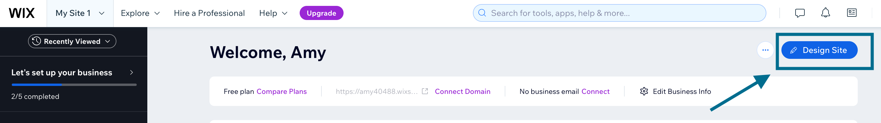 Go to your Wix dashboard and click on Design Site from top right menu.